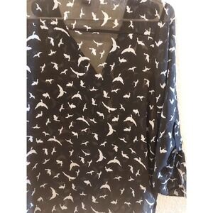 Just One Ladies, 2X, Sheer Black and White Blouse, Casual, Weekend